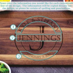 Personalized Cutting Board Wedding Gift Engagement Gifts for Mom Custom Cutting Board Personalized Kitchen Kitchen Gift Fiance image 2