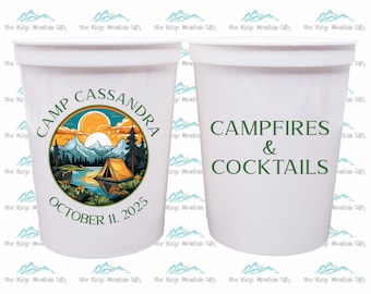 Camp Bach Party Cups, Camp Bachelorette, Campfires and Cocktails, Bachelorette Weekend, Bridal Party Favors, 16oz  Stadium Cup, Reusable Cup