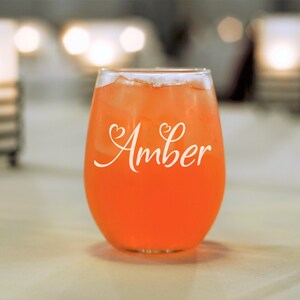 Custom Wine Glass, Custom Bridesmaid Glasses, Personalized Wine Glass, Custom Stemless Wine Glass, Stemless Wine Glass, Monogram Wine Glass bild 6