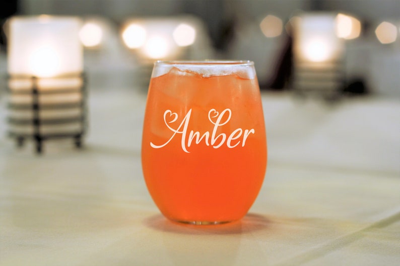 Custom Wine Glass, Custom Bridesmaid Glasses, Personalized Wine Glass, Custom Stemless Wine Glass, Stemless Wine Glass, Monogram Wine Glass bild 6