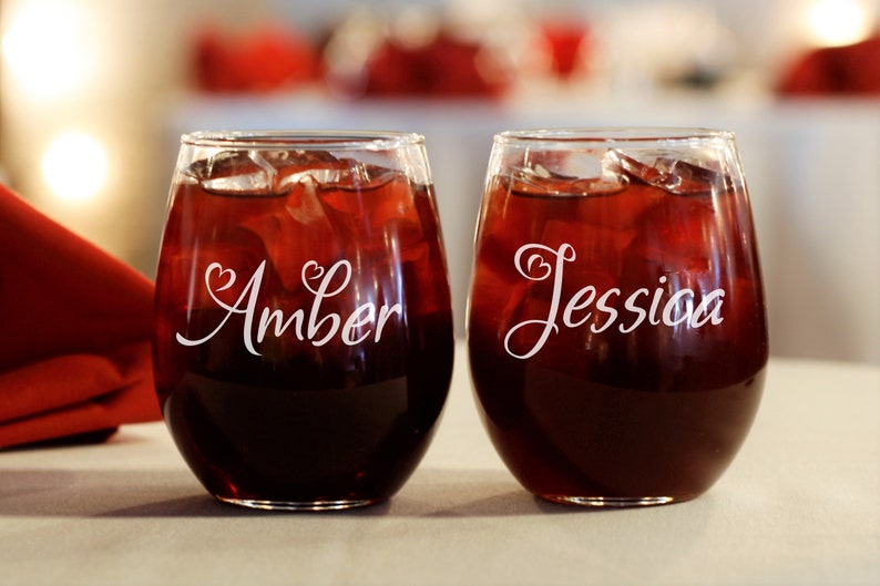 Custom Wine Glass, Custom Bridesmaid Glasses, Personalized Wine Glass, Custom Stemless Wine Glass, Stemless Wine Glass, Monogram Wine Glass bild 7