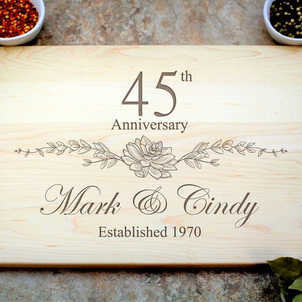 45th Anniversary Gift, Custom Cutting Board, Personalized Anniversary, Anniversary Gift for Her, Gift for Him, 45 Year Anniversary Gift