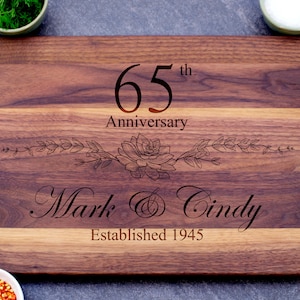 65th Anniversary Gift, Custom Cutting Board, Personalized Anniversary, Anniversary Gift for Her, Gift for Him, 65 Year Anniversary Gift
