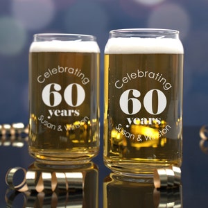 60th Anniversary Glassware Set, 60 Year Celebration, Wedding Anniversary Gifts for Parents, For Him, For Husband, Personalized Gift for Men