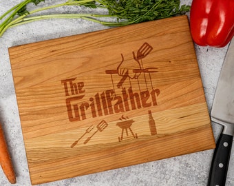 Grillfather Cutting Board, Grilling Dad Gift, Gift for Husband, Fathers Day Grill Father, Cooking Gift, Husband Gift, Gift for Grandfather