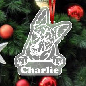 Belgian Malinois Ornament, Belgian Malinois Christmas Tree Ornament, Custom Pet Ornament, Dog Ornament Personalized, Dog Name Ornament