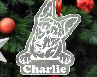 Belgian Malinois Ornament, Belgian Malinois Christmas Tree Ornament, Custom Pet Ornament, Dog Ornament Personalized, Dog Name Ornament
