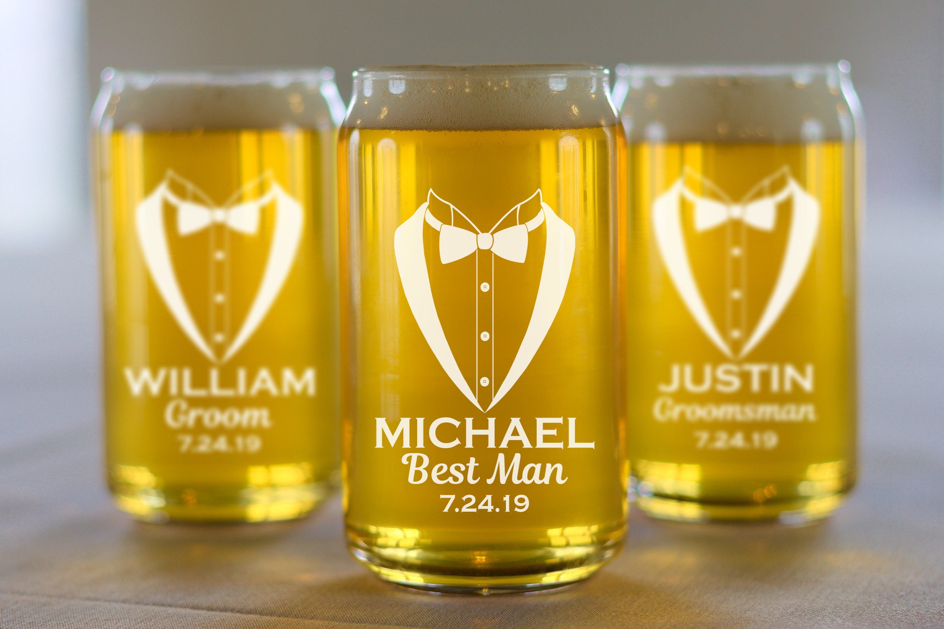 Custom Beer Can Glass Set of 8 Engraved Wedding Glasses Etsy