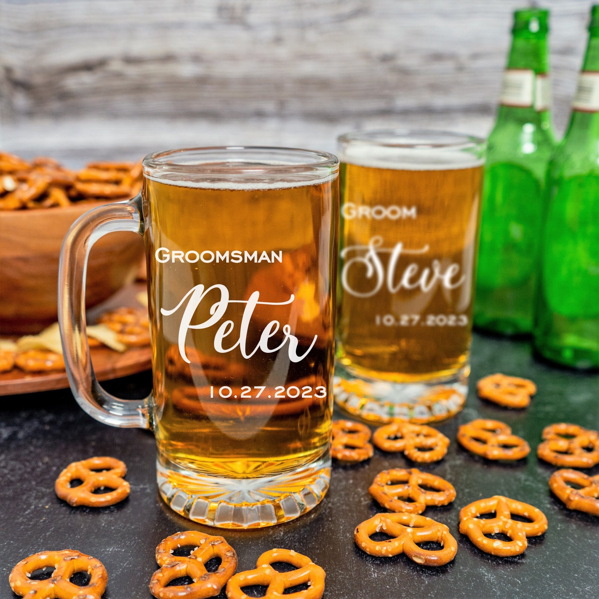 Custom Engraved Mug, Wedding Party, Personalized Beer, Boyfriend Gift, Husband, Groomsman Gifts, Best Man, Home Bar Glasses, Monogrammed