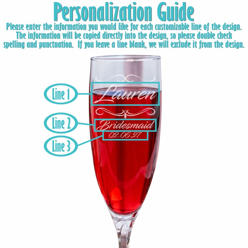 Bridesmaid Champagne Flutes – Personalized Wedding Party Glasses – Custom Bridal Party Gift for Getting Ready Design 4