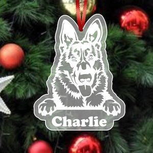 German Shepherd Ornament, German Shepherd Christmas Tree Ornament, Custom Pet Ornament, Dog Ornament Personalized, Dog Name Ornament