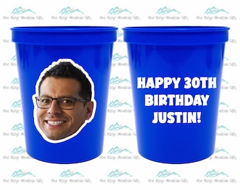 30th Birthday Party Face Cups, Custom Plastic Party Cup, Funny Birthday Decorations, Personalized Printed Face Cups Birthday Celebration