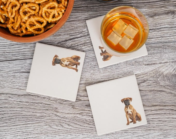 Boxer Coaster - 70 Breeds to Choose From, Gift for Dog Lover, UV Printed Absorbent Ceramic Coasters, Pet Gift