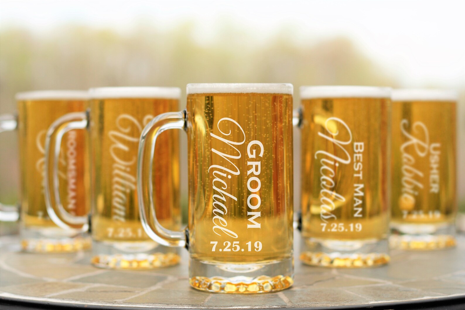 Glass Mugs Set of 8 Personalized Beer Gift Father of the Etsy