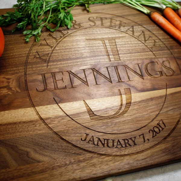 Personalized Cutting Board Wedding Gift | Custom Charcuterie Board Engagement Present for Couples Mom Kitchen