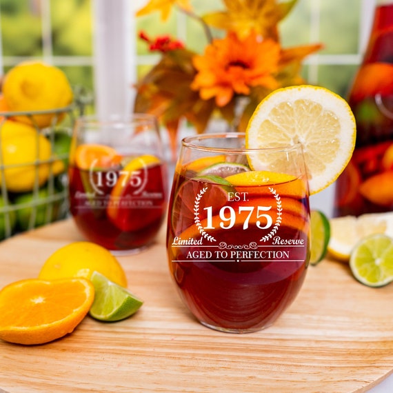 1975 Stemless Wine Glass, Birthday Gift, Established 1975, Custom Wine Glass,  Birthday Wine Gift for Her, Birthday Gift for Girls, Est 1975 - Etsy Israel