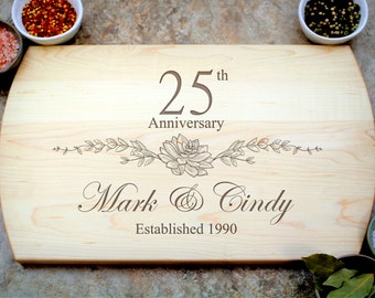 25th Anniversary, Custom Cutting Board, Personalized Anniversary, Anniversary Gift for Her, Anniversary Gift for Him, 25 Year Anniversary