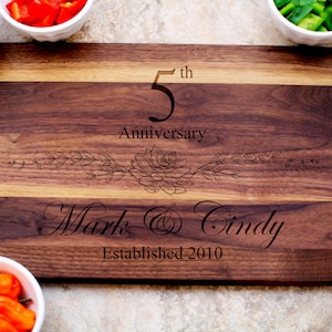 5th Anniversary Gift, Custom Cutting Board, Personalized Anniversary, Anniversary Gift for Her, Gift for Him, 5 Year Anniversary Gift
