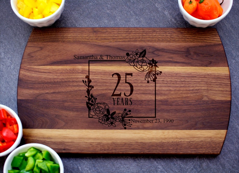 25th Anniversary Cutting Board Anniversary Gift for Parents Etsy