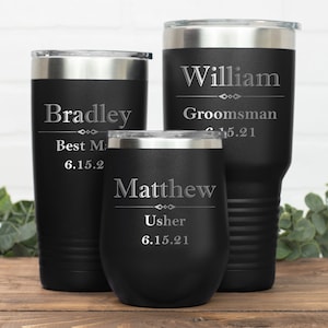 Personalized Tumbler for Groomsman, Black Tumbler, Groomsman Proposal, Wedding Cups, Usher Gift, Man of Honor, Father of the Bride, Groom