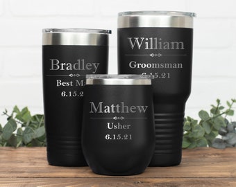 Personalized Tumbler for Groomsman, Black Tumbler, Groomsman Proposal, Wedding Cups, Usher Gift, Man of Honor, Father of the Bride, Groom