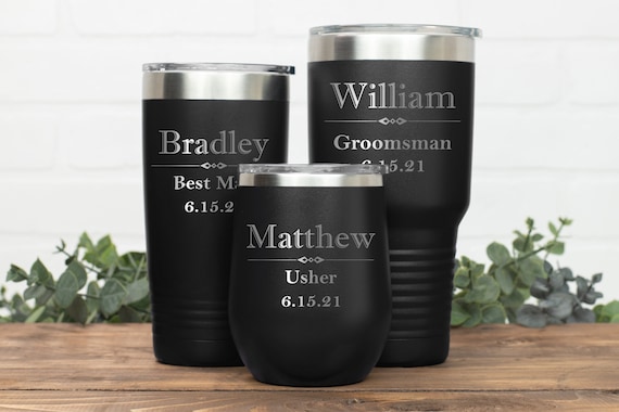 Personalized Tumbler for Groomsman, Black Tumbler, Groomsman Proposal, Wedding Cups, Usher Gift, Man of Honor, Father of the Bride, Groom