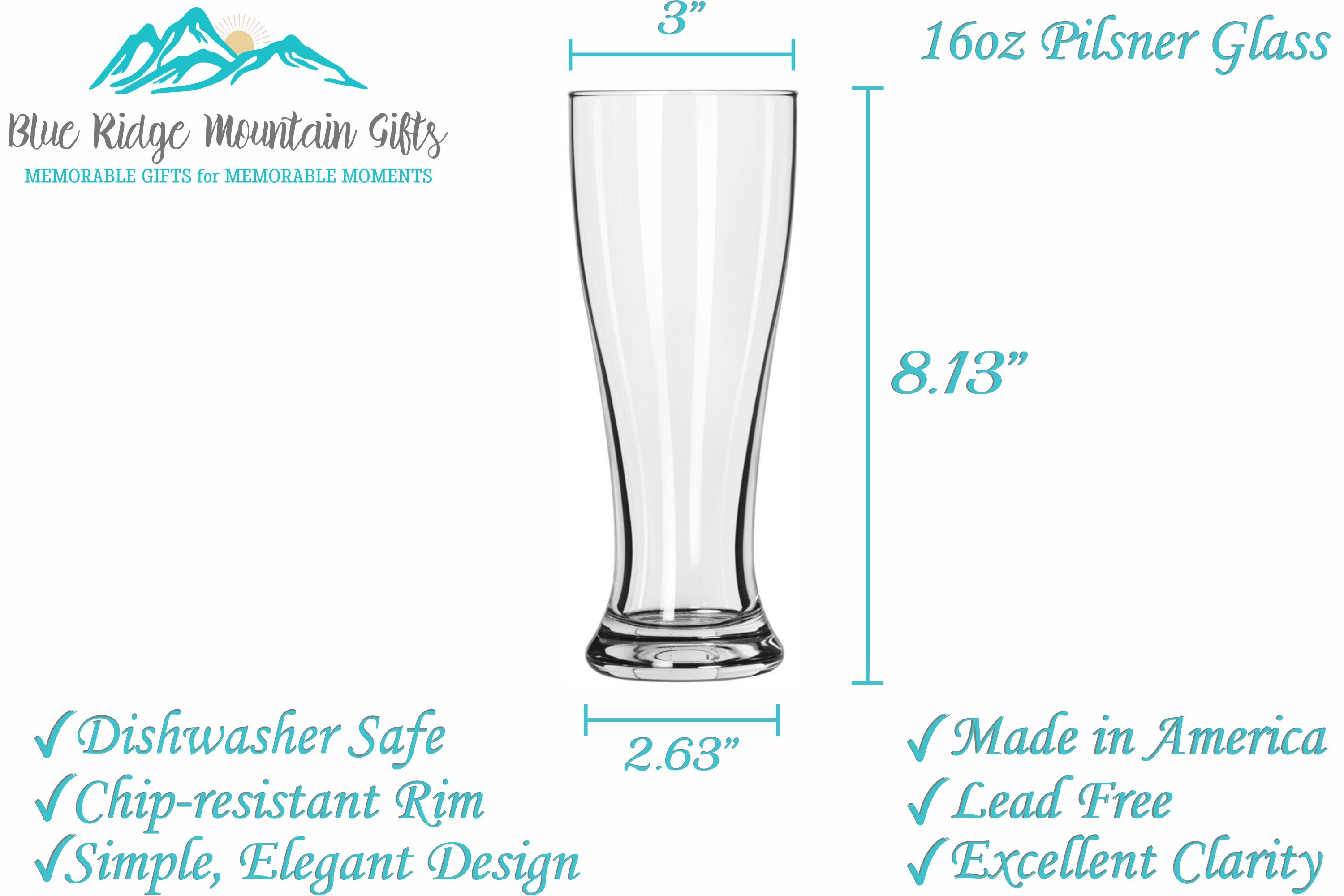 Duke® Personalized Pilsner Glass Set (Special Order)