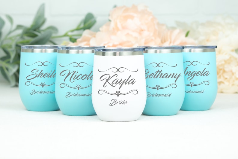 Bridesmaid Tumblers Wine Tumbler With Lid Bridal Shower Etsy