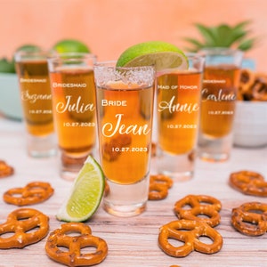 Personalized Shot Glass, Wedding Favor, Bridal Party, Usher Gift, Maid of Honor, Bridesmaid, Mother of the Bride, Engraved, Custom, Best Man