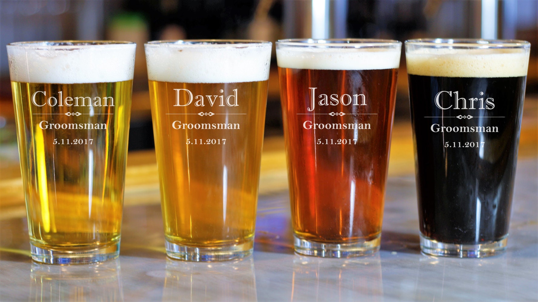 6 Personalized Bar Glasses Custom Pint Glass Bar Ware Etsy