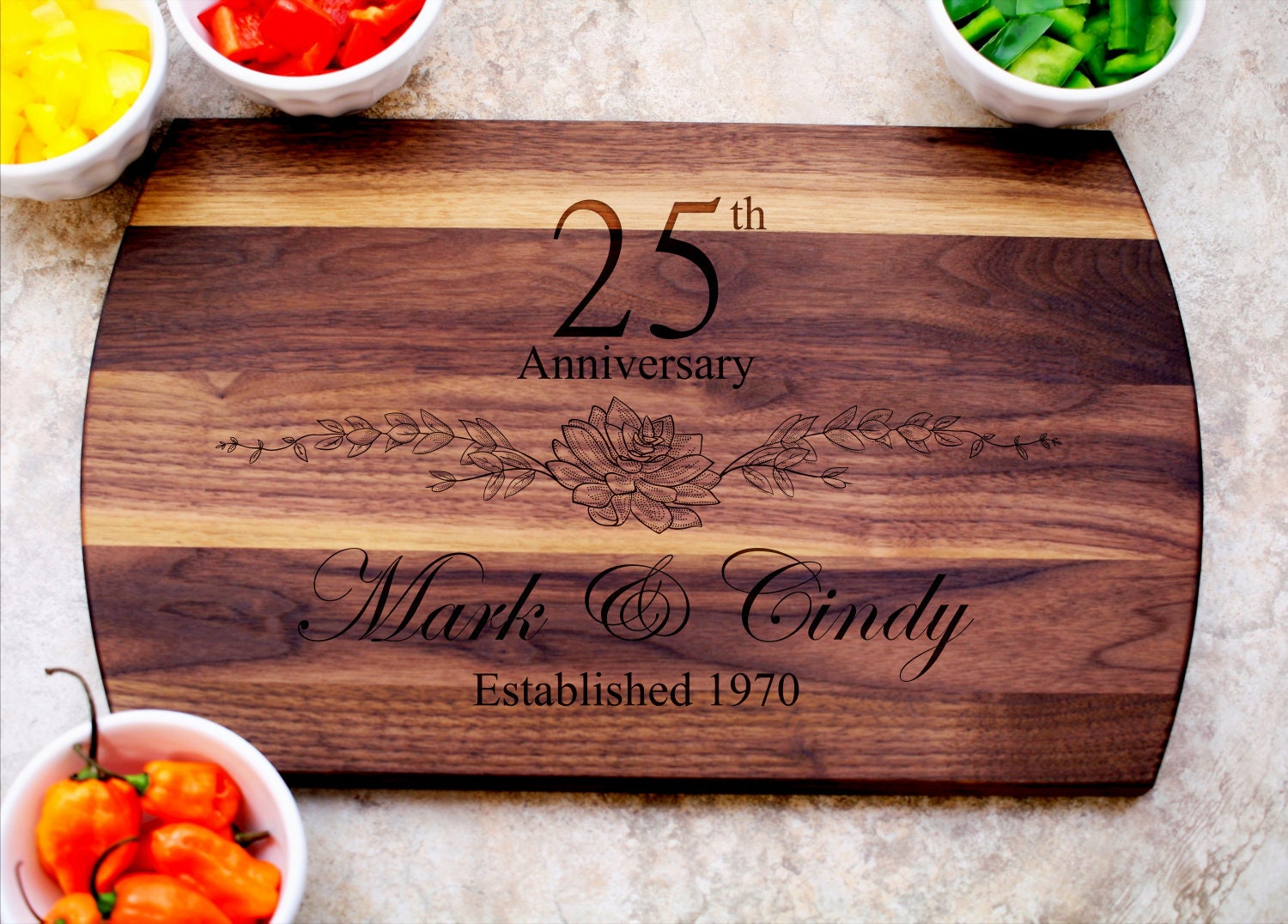 25th Anniversary Cutting Board Anniversary Gift for Parents Etsy