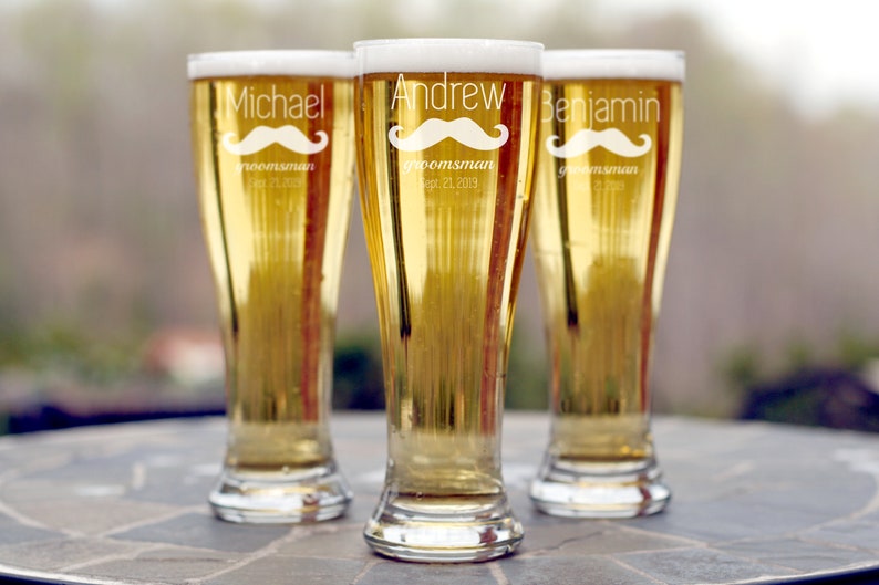 Personalized Beer Glasses Set of 6 Beer Glass Groomsmen Etsy