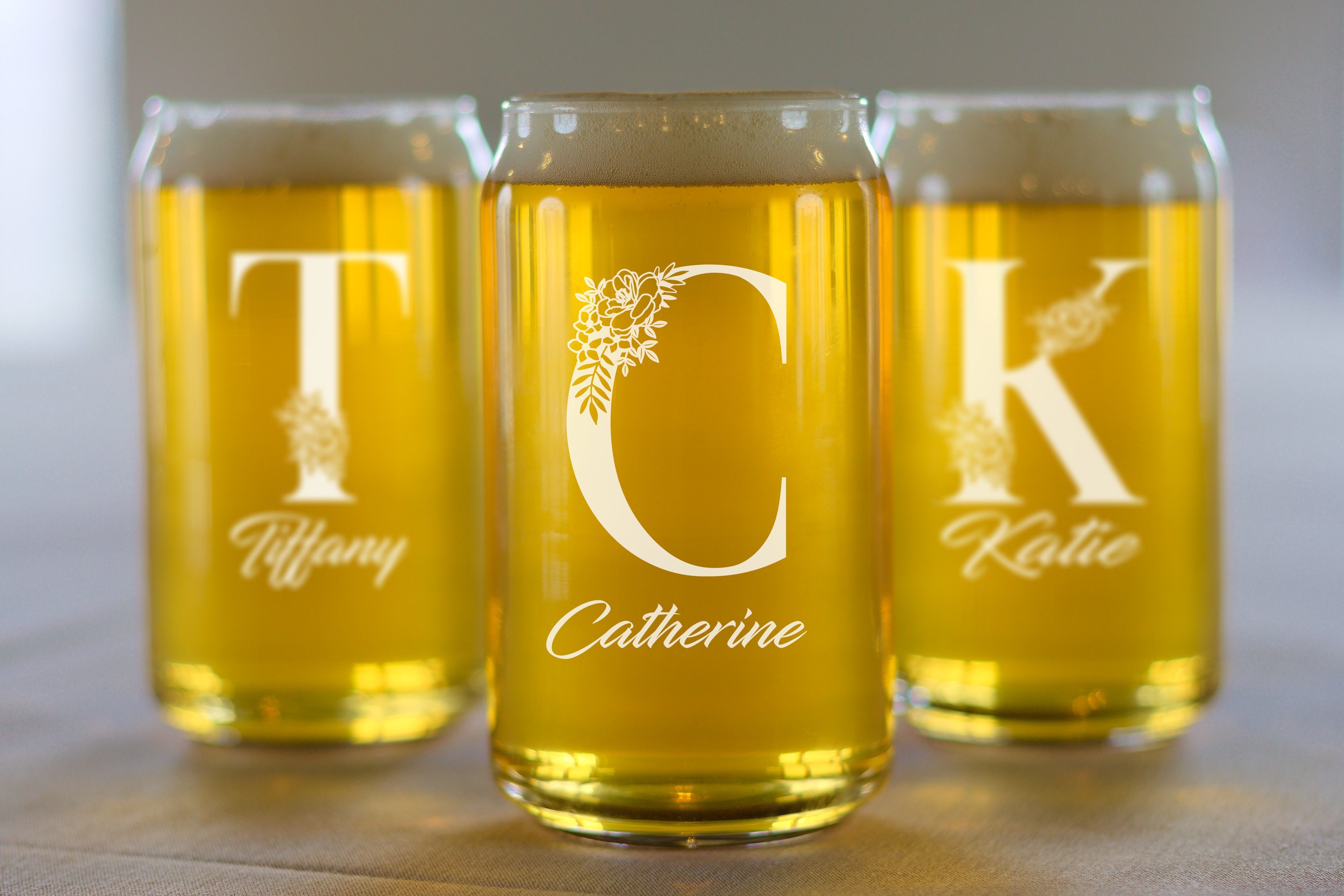 Personalized Beer Glasses Set of 6 Beer Can Glass Bridesmaid Etsy