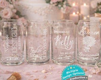 Bachelorette Party Glasses – Personalized Bridesmaid Drinkware – Custom Beer Can Set