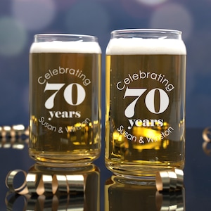 70th Anniversary Glassware Set, 70 Year Celebration, Wedding Anniversary Gifts for Parents, For Him, For Husband, Personalized Gift for Men