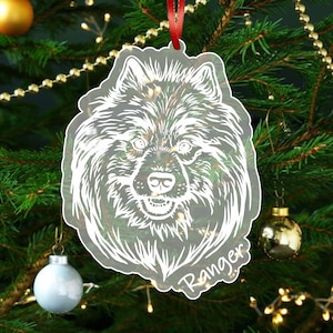 Wolf Spitz Ornament, Wolf Spitz Christmas Tree Ornament, Custom Pet Ornament, Dog Ornament Personalized, Dog Name Ornament