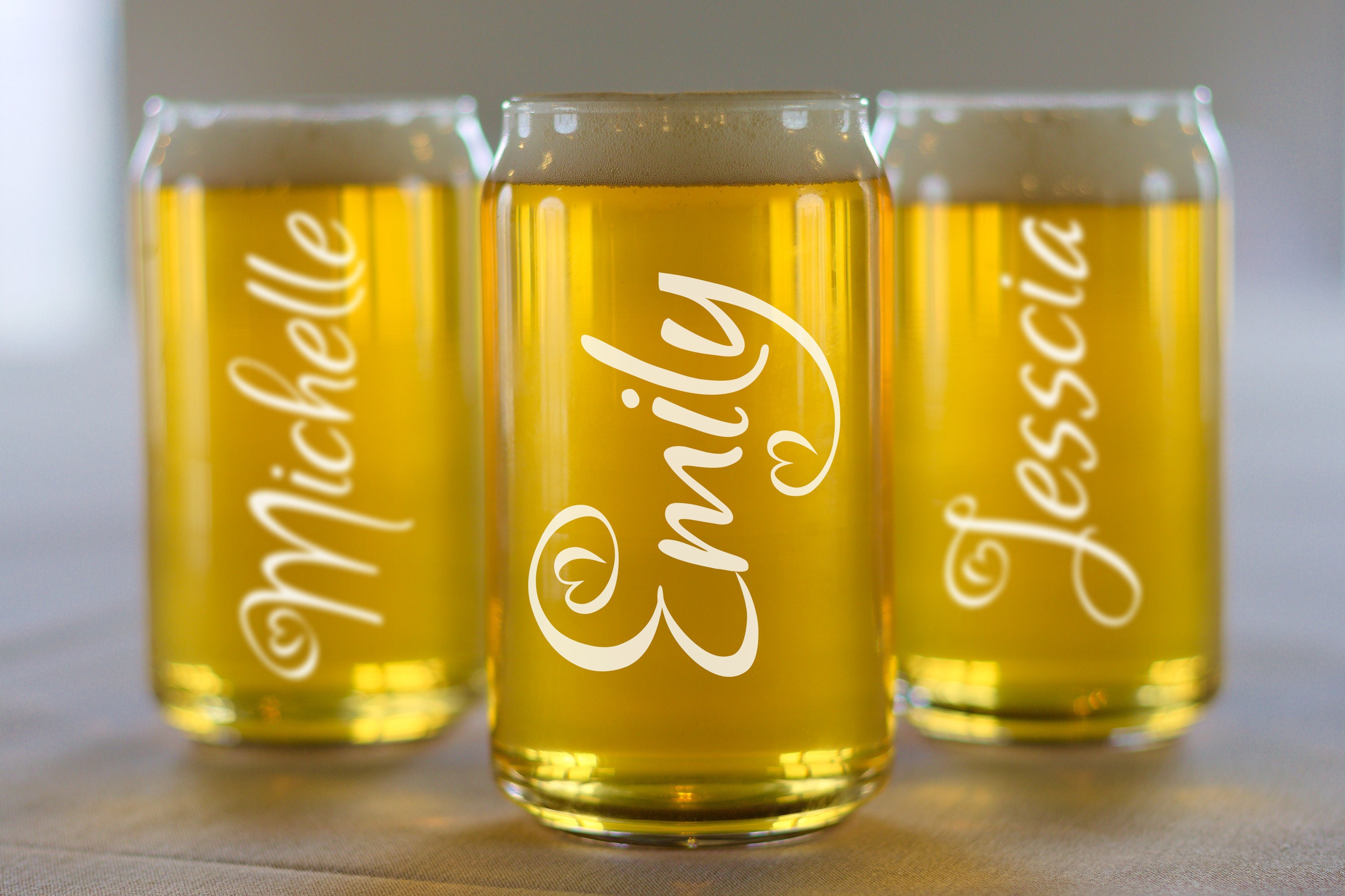 Bridesmaid Gift Set of 2 Beer Can Glasses Pint Glasses 