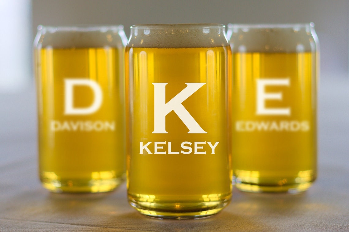 Beer Can Glass Set of 2 Personalized Glasses Custom Beer Etsy