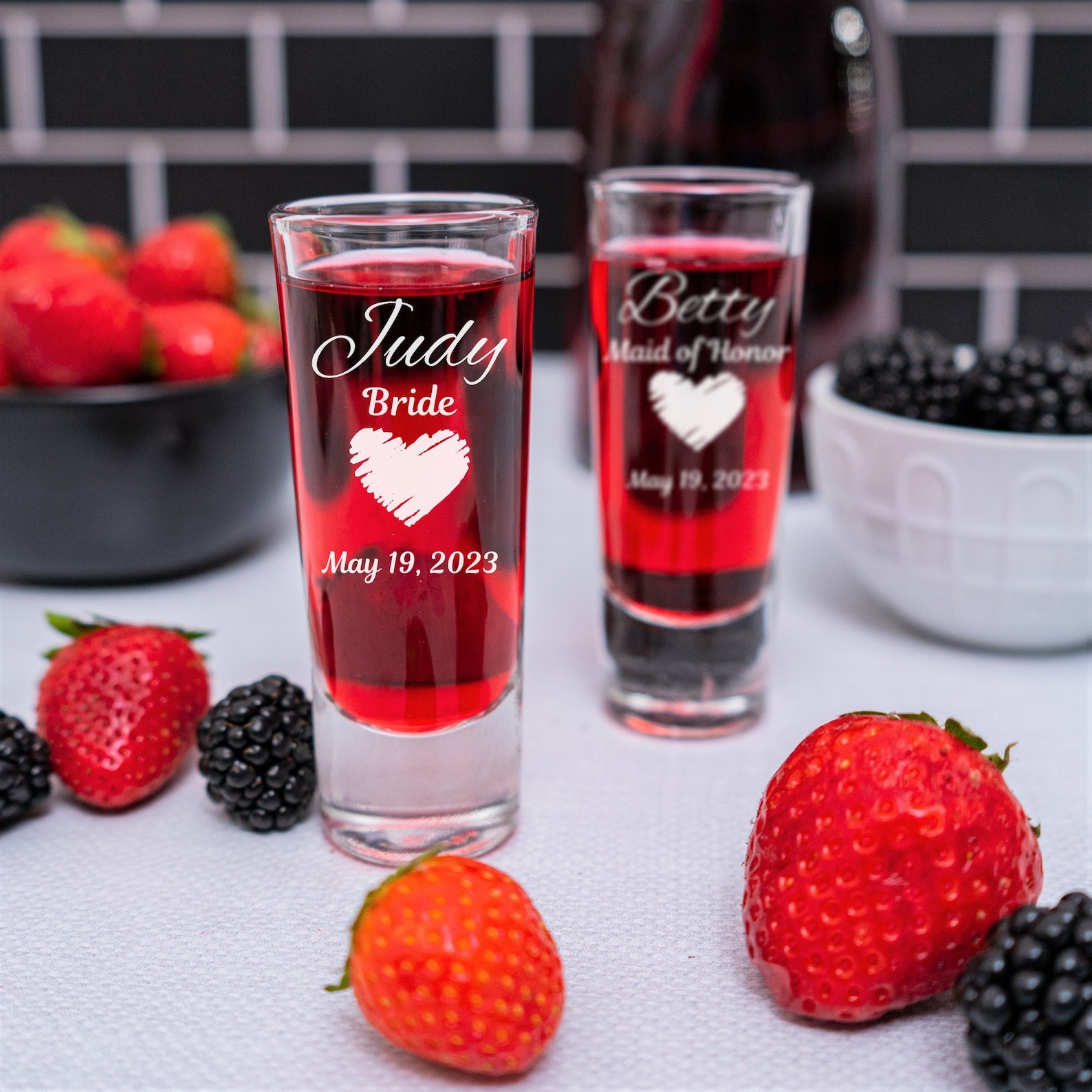 Cute Shot Glasses Set of 2 Wedding Favors Bridal Party Maid Etsy