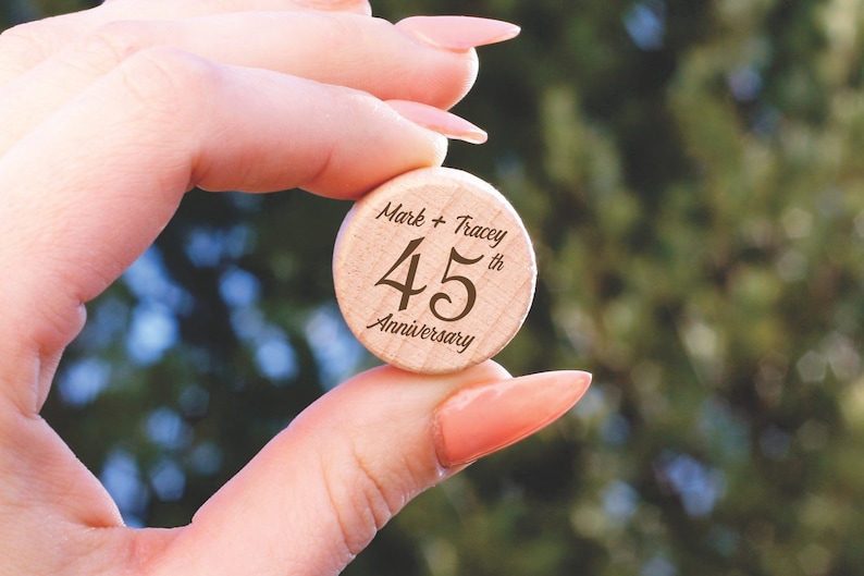 Guest Party Favors Custom Wine Stoppers Anniversary Guest Thank You 45th Anniversary Party Favors 45 Year Anniversary Personalized Cork