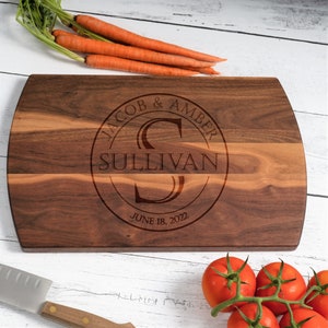 Custom Cutting Board Personalized Gift | Laser Engraved Maple, Walnut, or Cherry Charcuterie Boards Perfect for Anniversary or Housewarming