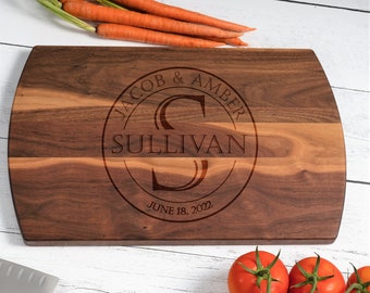 Custom Cutting Board Personalized Gift | Laser Engraved Maple, Walnut, or Cherry Charcuterie Boards Perfect for Anniversary or Housewarming