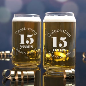 15th Anniversary Glassware Set, 15 Year Celebration, Wedding Anniversary Gifts for Parents, For Him, For Husband, Personalized Gift for Men