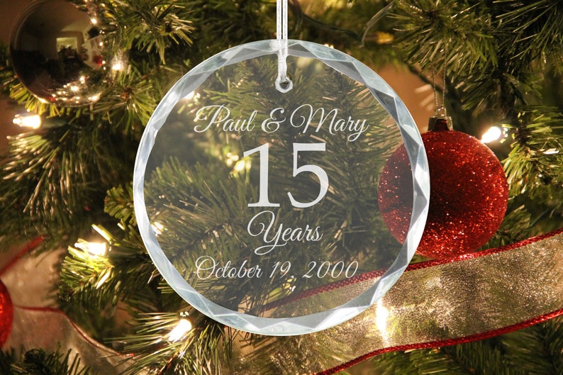 15th Anniversary Personalized Crystal Holiday Ornament Etsy