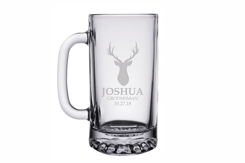 Best Man Gift Glass Mugs Set of 4 Groomsmen Gifts Father of the Groom Wedding Party Gift Beer Mugs Groomsman Gift Rustic Deer Glasses