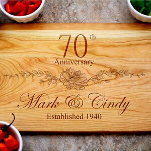 70th Anniversary Gift, Custom Cutting Board, Personalized Anniversary, Anniversary Gift for Her, Gift for Him, 70 Year Anniversary Gift
