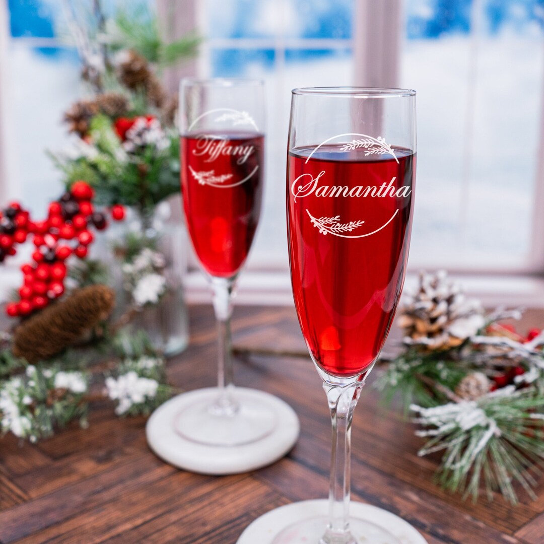 Personalized Champagne Glasses Set of 4, Champagne Flute, Sparkling