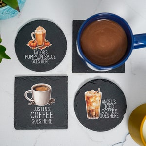 Custom Coffee Coaster, Personalized Coaster for Coffee Lover, Housewarming Gift, Gift for Her, UV Printed Coasters, Gift for Husband or Wife