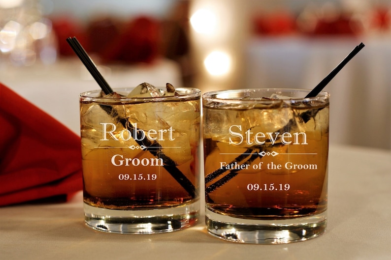 Personalized Whiskey Glass Set Of 2 Engraved Wedding Glasses Etsy