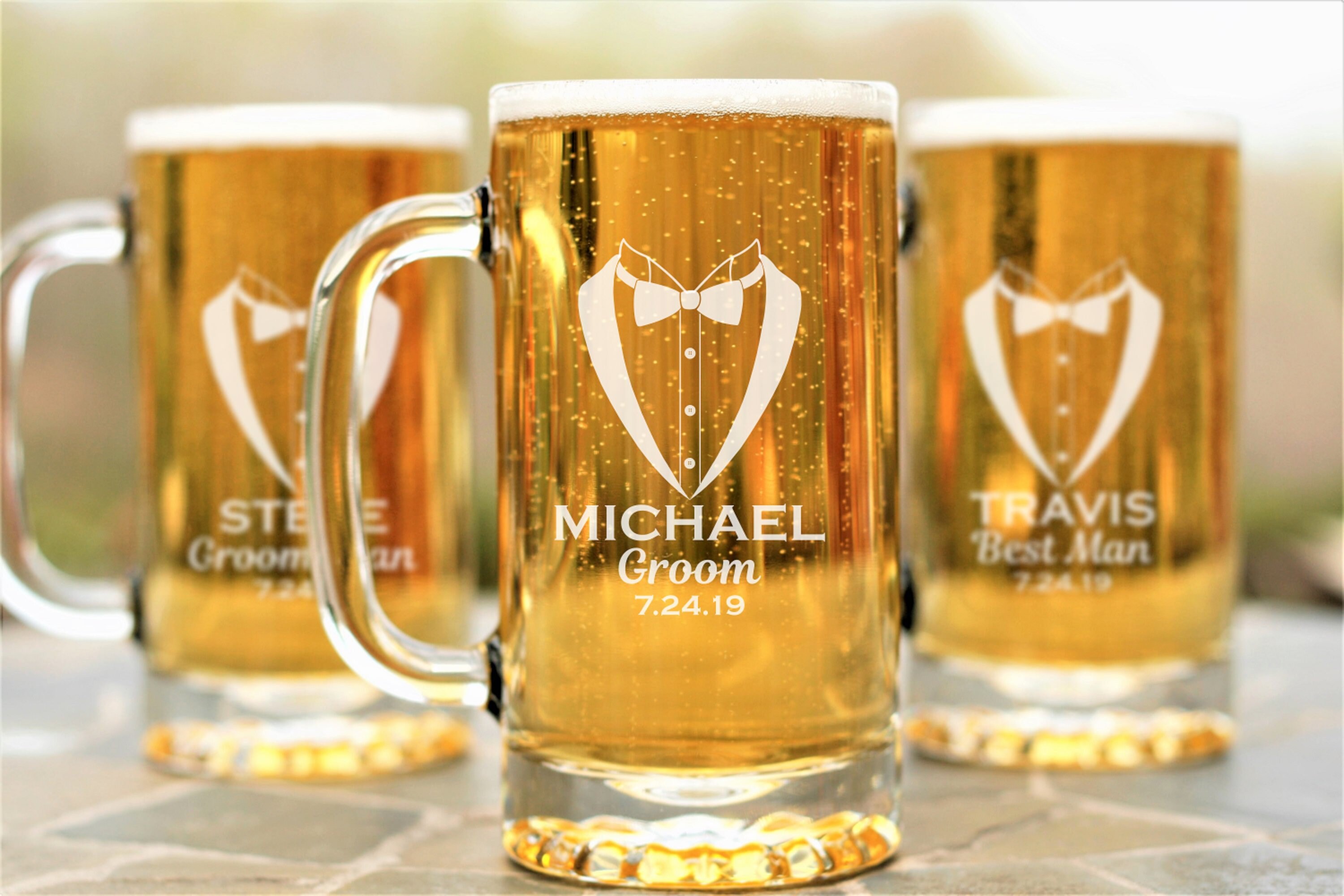 Wedding Beer Mugs Set of 6 Best Man Father of the Bride Etsy.de